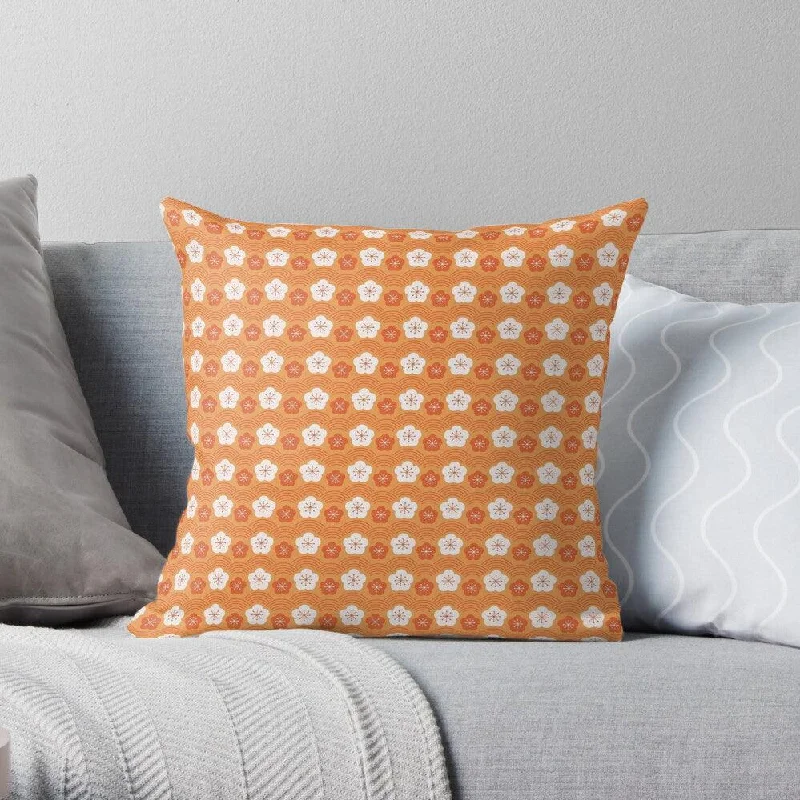 Adjustable Pillows for Customized ComfortWhite & Orange Sakura Square Pillow