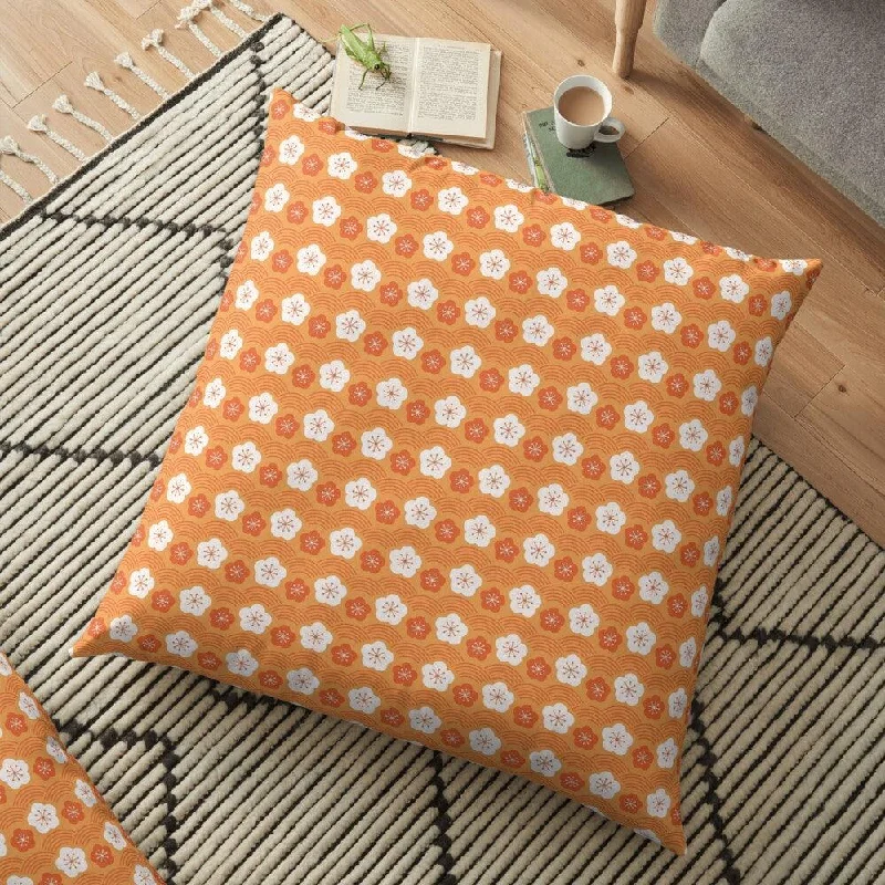 Lumbar Support Pillows for Car SeatsWhite & Orange Sakura Outdoor Pillows