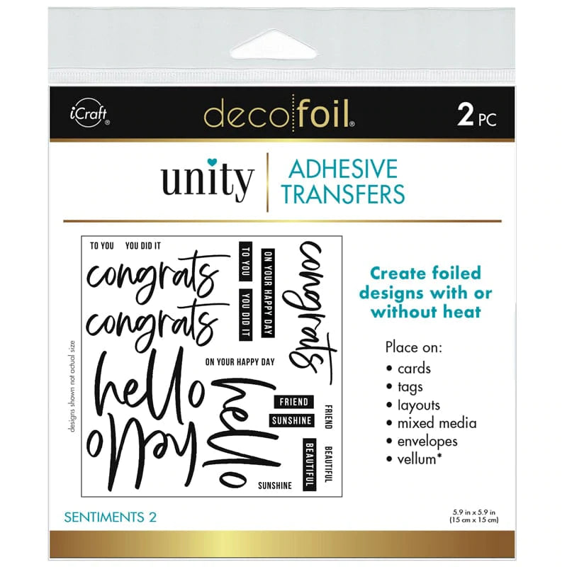 Anti - Pill Microfiber Sheets for a Smooth AppearanceDeco Foil Adhesive Transfer Sheets by Unity - Sentiments 2 5.9"x5.9" (2 Sheets)