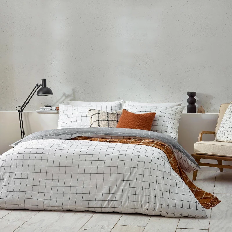 Dry - clean - only duvet covers with high - end materials and delicate designsHowarth Check White + Black Duvet Cover Set