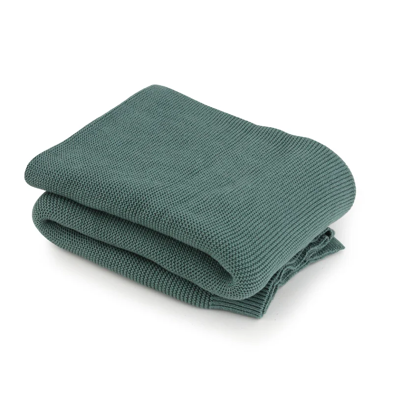 Linen blankets with a rustic and textured lookOlive Cotton Knit Throw Blanket
