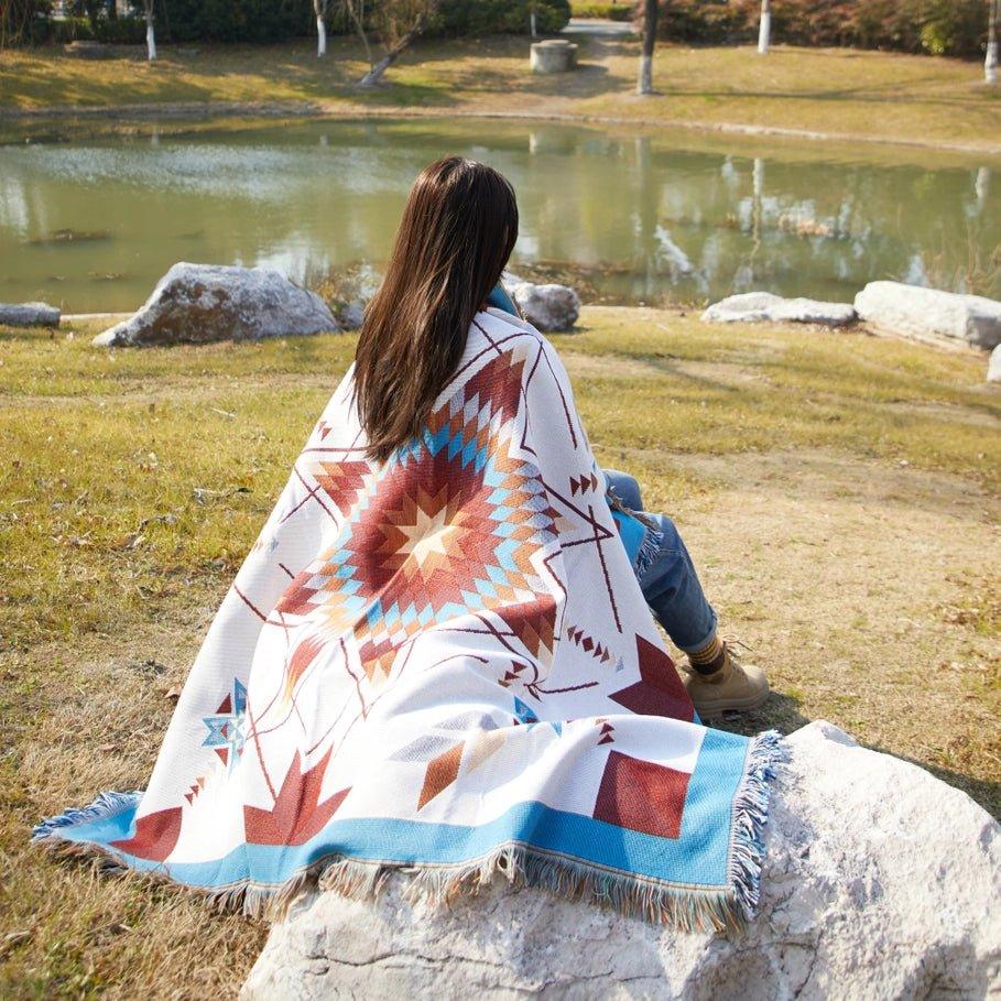 King - size blankets to cover large beds comfortablyWoven Native Throw Blanket