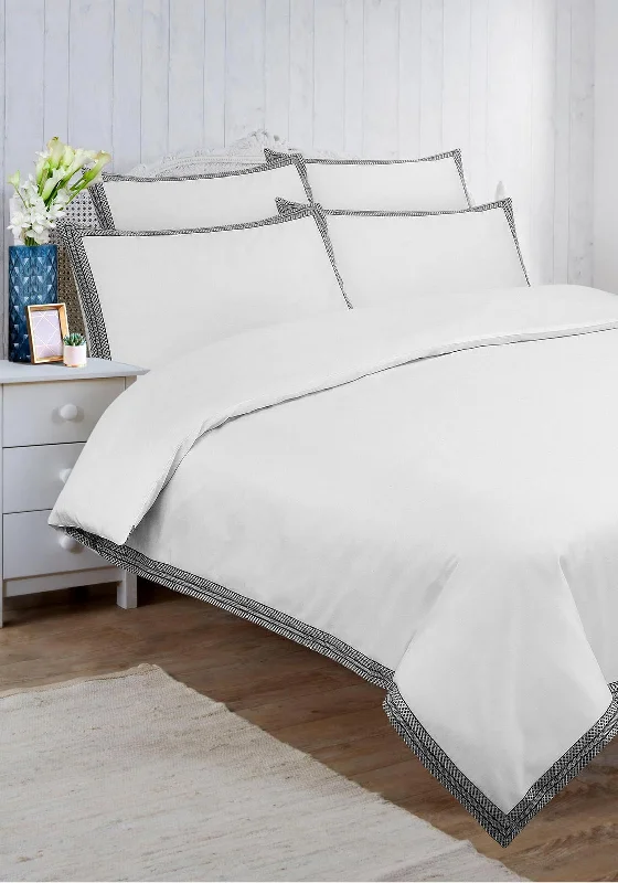 California king - size duvet covers for the extra - long and wide California king bedsVantona Home Hotel Collection Lattice Geo Duvet & Pillowcase Set, White California king - size duvet covers for the extra - long and wide California king bedsVantona Home Hotel Collection Lattice Geo Duvet & Pillowcase Set, White