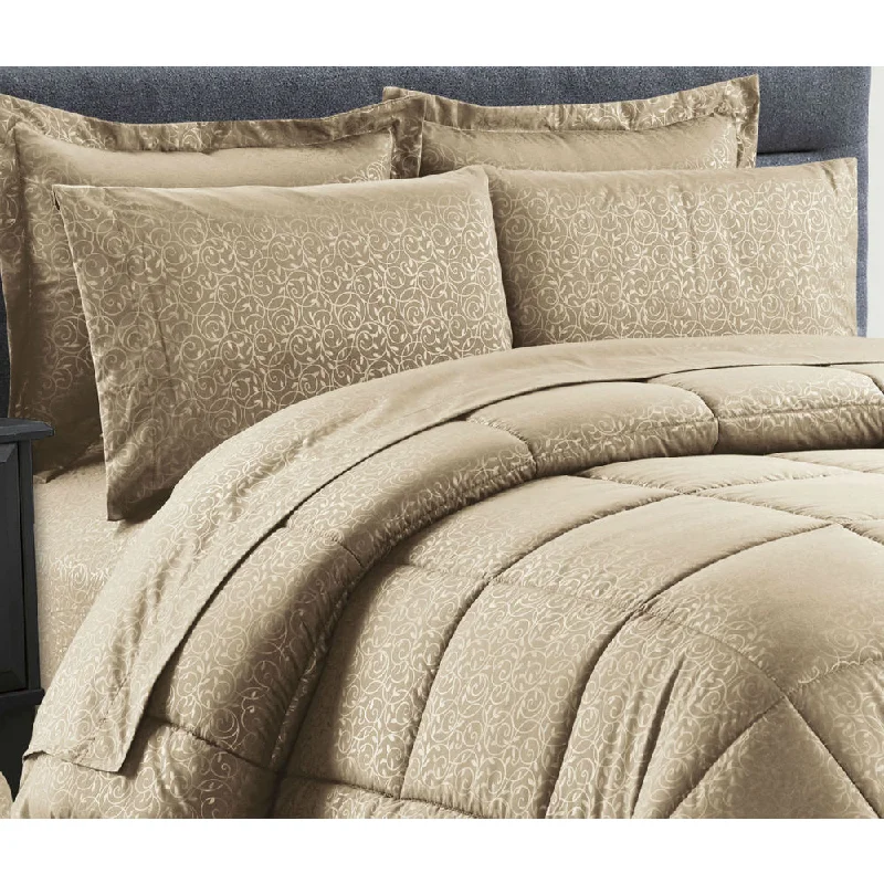 Latex - filled comforters with a bouncy texture and good support8-Piece Vine Mocha Down Alternative Bed-In-Bag