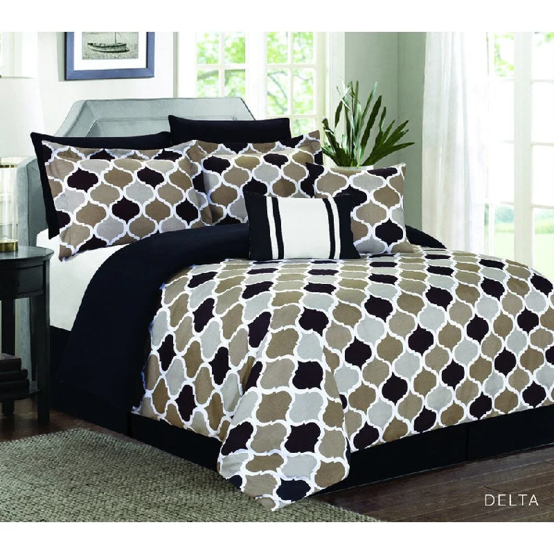Synthetic - filled comforters like polyester for affordability and hypoallergenic propertiesDelta Taupe 7-piece Comforter Set Synthetic - filled comforters like polyester for affordability and hypoallergenic propertiesDelta Taupe 7-piece Comforter Set