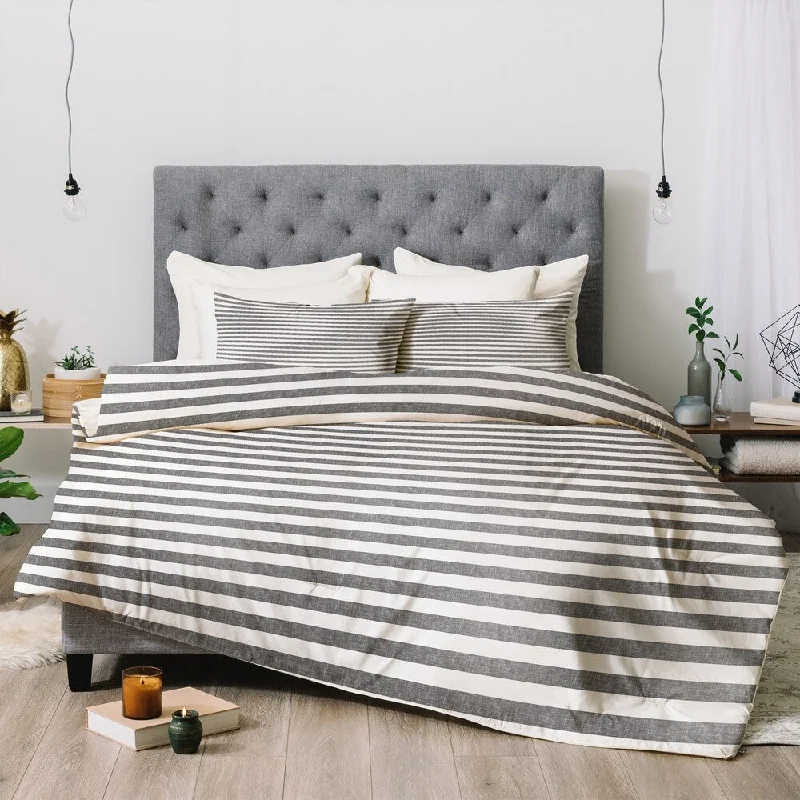 Bamboo - fiber - filled comforters with antibacterial and breathable qualitiesLittle Arrow Design Co Stripes In Grey Comforter Set -Queen Bamboo - fiber - filled comforters with antibacterial and breathable qualitiesLittle Arrow Design Co Stripes In Grey Comforter Set -Queen