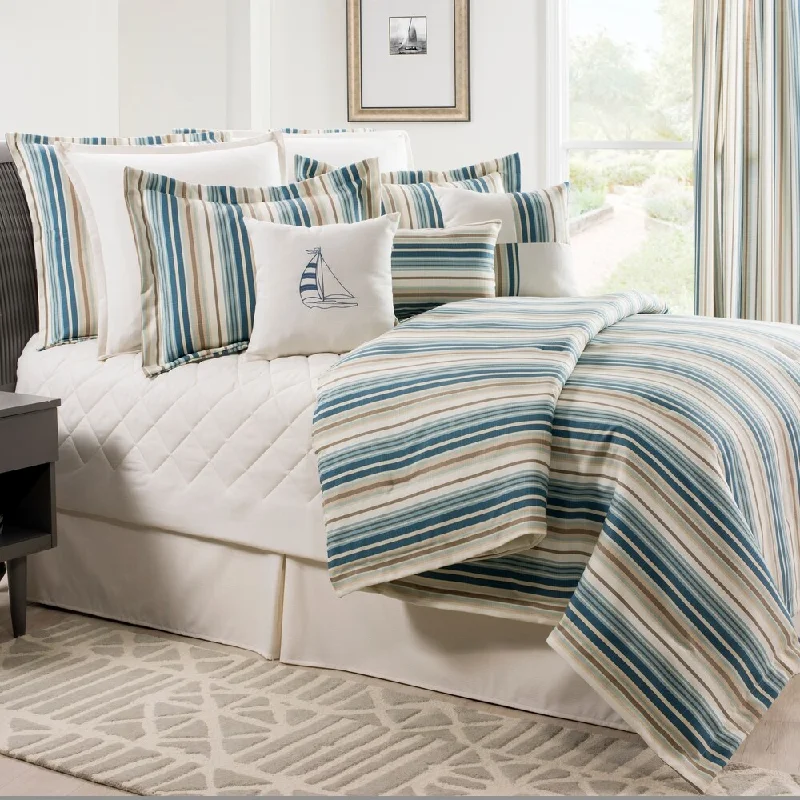 Wool - filled comforters with natural moisture - wicking and temperature - regulating featuresSavannah Stripe blue linen weave comforter set Wool - filled comforters with natural moisture - wicking and temperature - regulating featuresSavannah Stripe blue linen weave comforter set